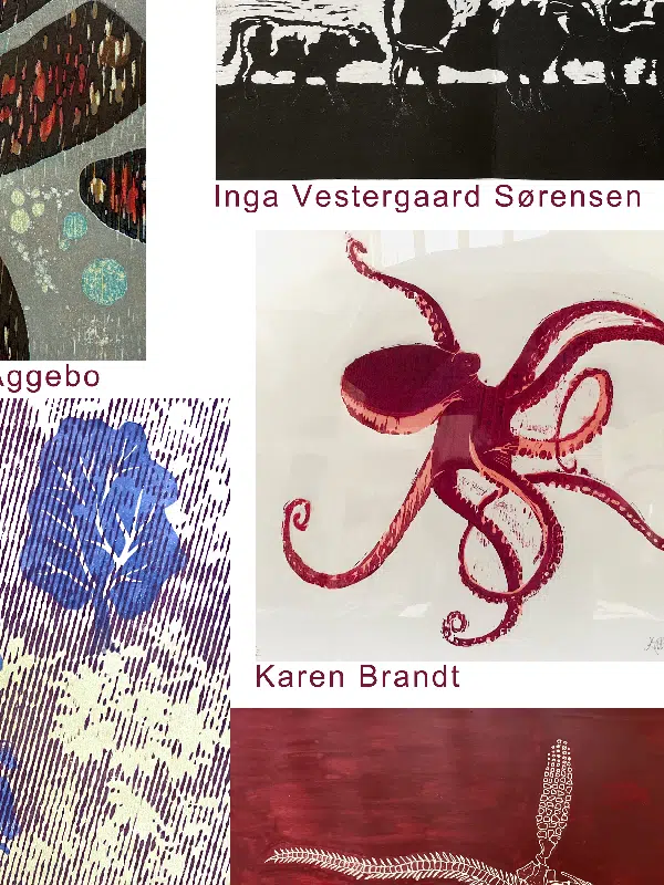højtryk grafisk udstilling grafisk karen brandt ingen vestergaard sørensen helle lillelund aggebo pernille tørning christie munch værksted 